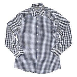 John Bartlett Slim Fit Dress Shirt Blue Gingham Stretch 15.5 32/33